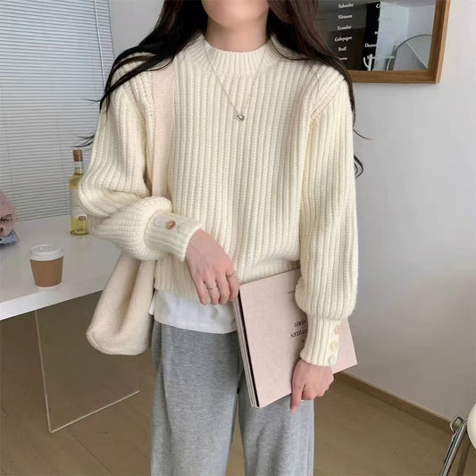Retro Crew Neck Knitwear Women's Inner