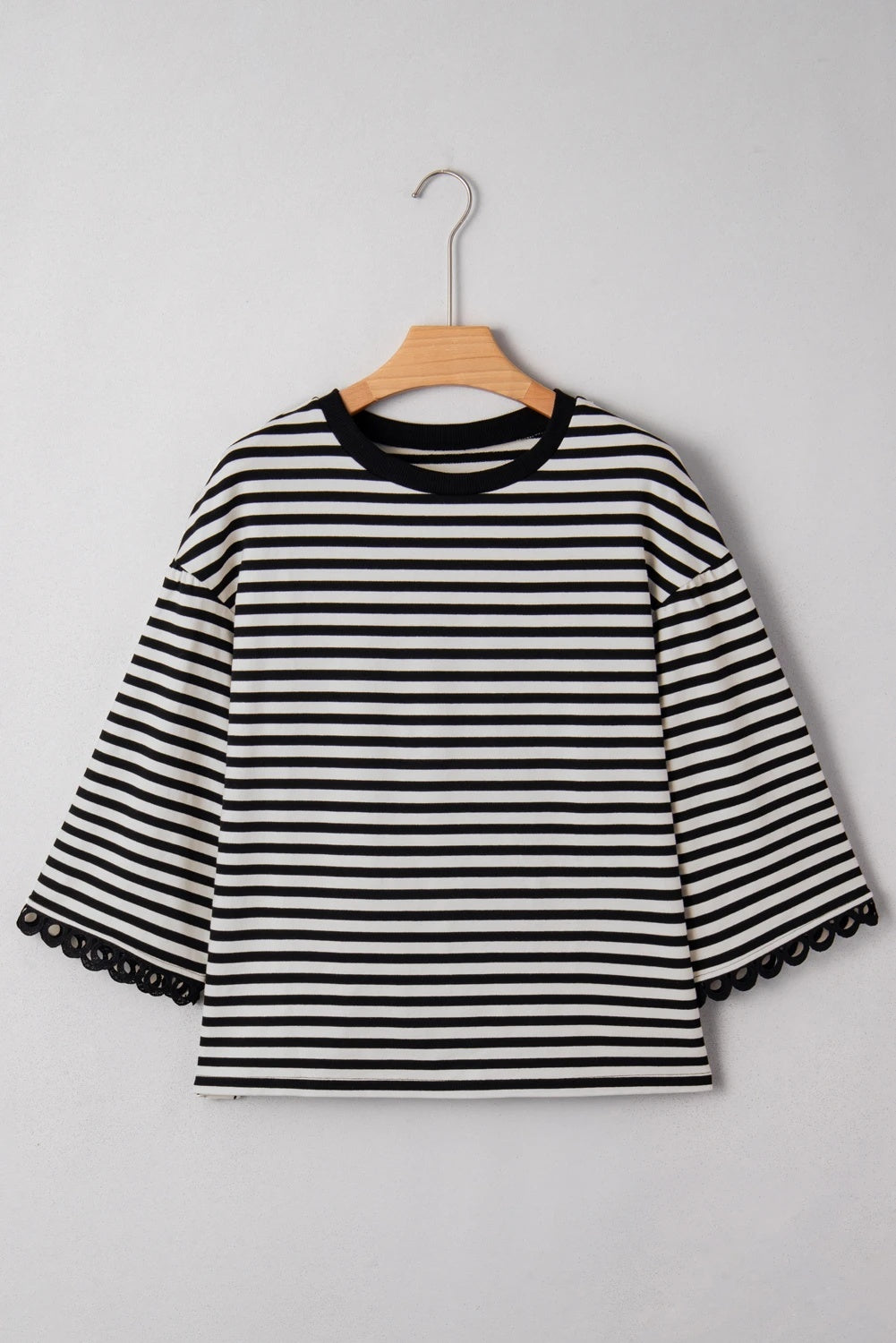 Fashion Striped Crew Neck Long Sleeves Women
