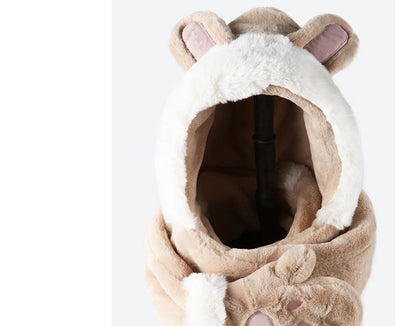 High-value Cute Hats Scarves Gloves All-in-one To Keep Warm