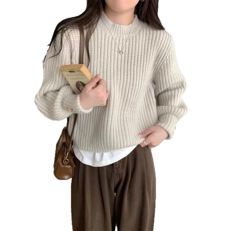 Retro Crew Neck Knitwear Women's Inner