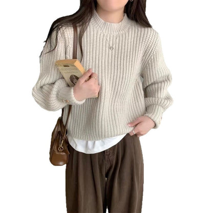 Retro Crew Neck Knitwear Women's Inner