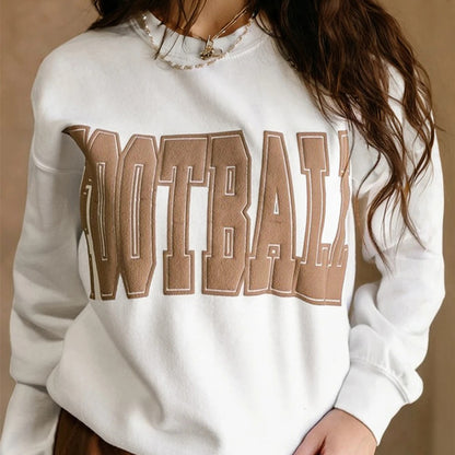 Light Grey FOOTBALL 3D Letter Graphic Crew Neck Sweatshirt