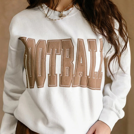 Light Grey FOOTBALL 3D Letter Graphic Crew Neck Sweatshirt