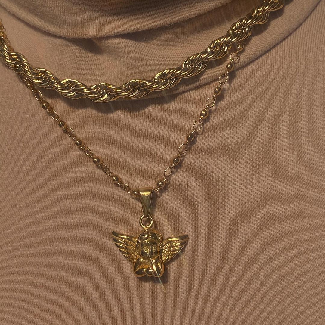 Real Gold Plated Pendant Plated Angel Cupid Necklace