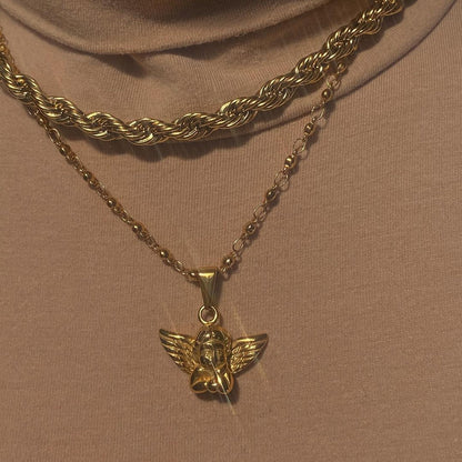 Real Gold Plated Pendant Plated Angel Cupid Necklace