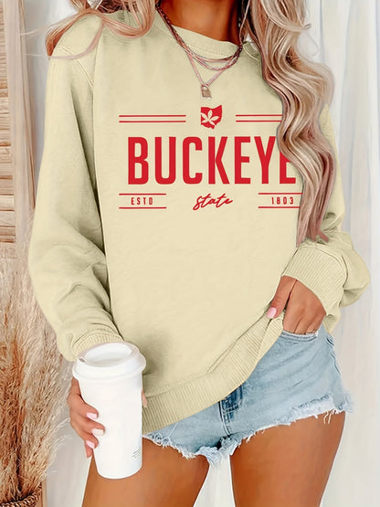 Ohio Pattern Women's Crew Neck Casual Pullover
