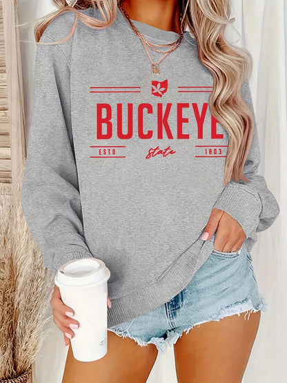 Ohio Pattern Women's Crew Neck Casual Pullover