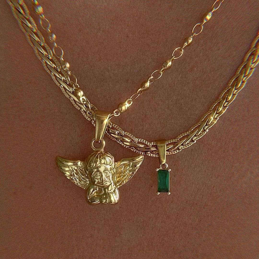 Real Gold Plated Pendant Plated Angel Cupid Necklace