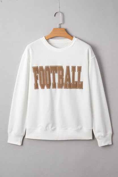 Light Grey FOOTBALL 3D Letter Graphic Crew Neck Sweatshirt