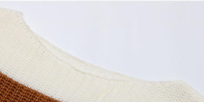 Women's Loose Crew Neck Colorblock Sweater