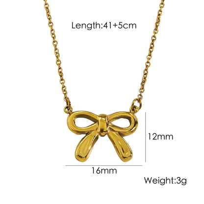 Bow Stainless Steel 14K Gold Earrings Necklace