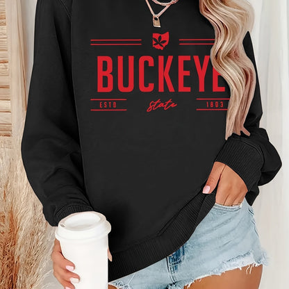 Ohio Pattern Women's Crew Neck Casual Pullover