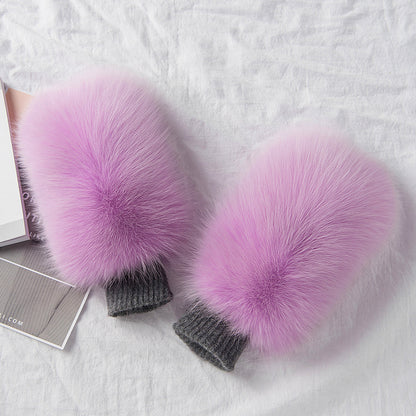 Women's Warm Winter Gloves Of Fox Skin