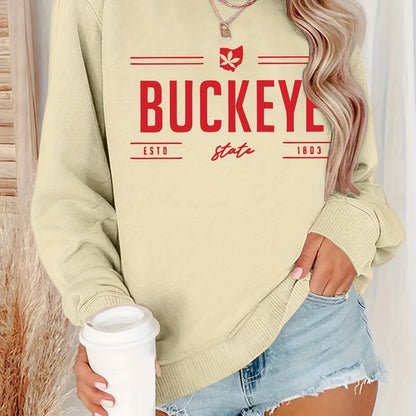 Ohio Pattern Women's Crew Neck Casual Pullover